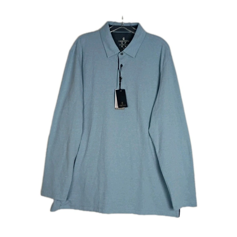 Veboon Dynamic Flex New Men's Light Blue Long Sleeve Polo Shirt Size XL